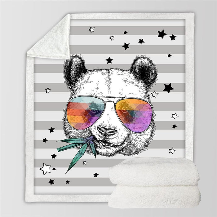 Sherpa Blanket Throw Blankets Black And White Cute Pandas