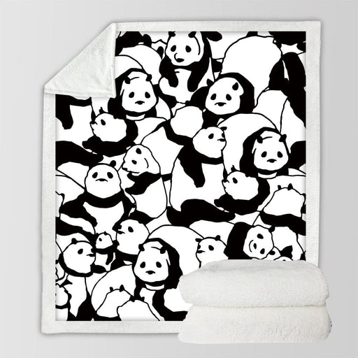 Sherpa Blanket Throw Blankets Black And White Cute Pandas