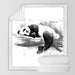 Sherpa Blanket Throw Blankets Black And White Cute Pandas