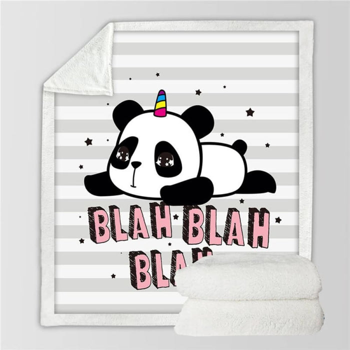 Sherpa Blanket Throw Blankets Black And White Cute Pandas