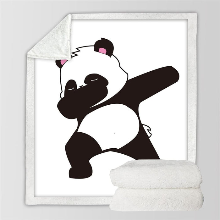 Sherpa Blanket Throw Blankets Black And White Cute Pandas