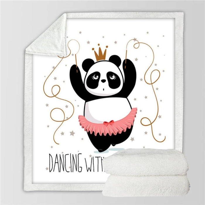 Sherpa Blanket Throw Blankets Black And White Cute Pandas