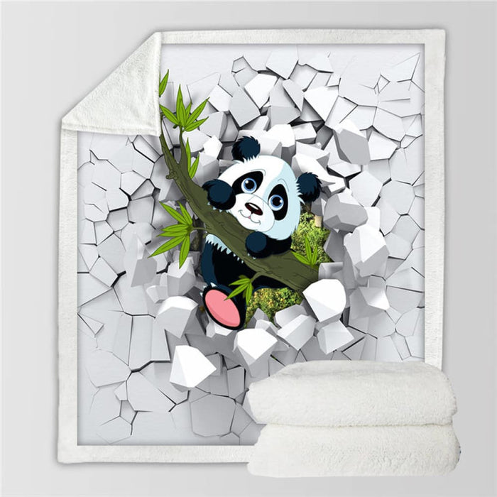 Sherpa Blanket Throw Blankets Black And White Cute Pandas