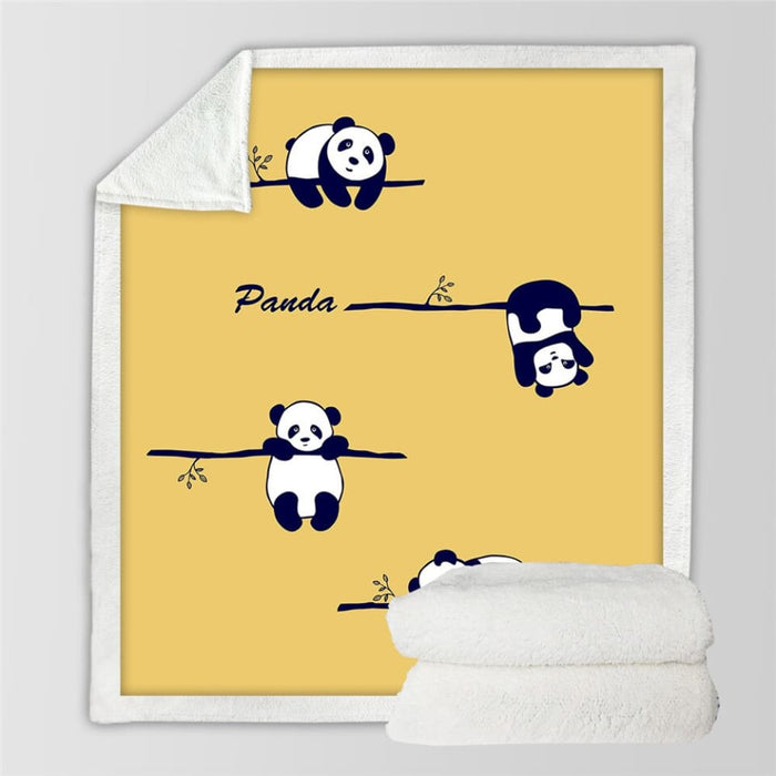 Sherpa Blanket Throw Blankets Black And White Cute Pandas