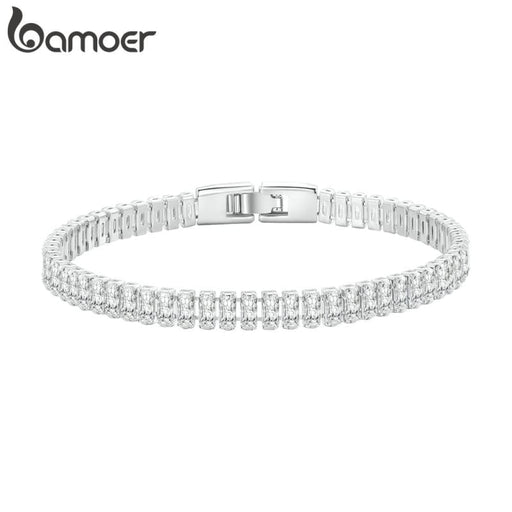 Shining Square Zircon Platinum Plated Bracelet For Women