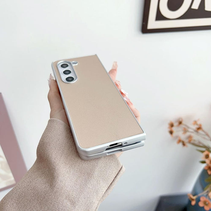 Shiny Leather Phone Case With Metallic Finish For Samsung