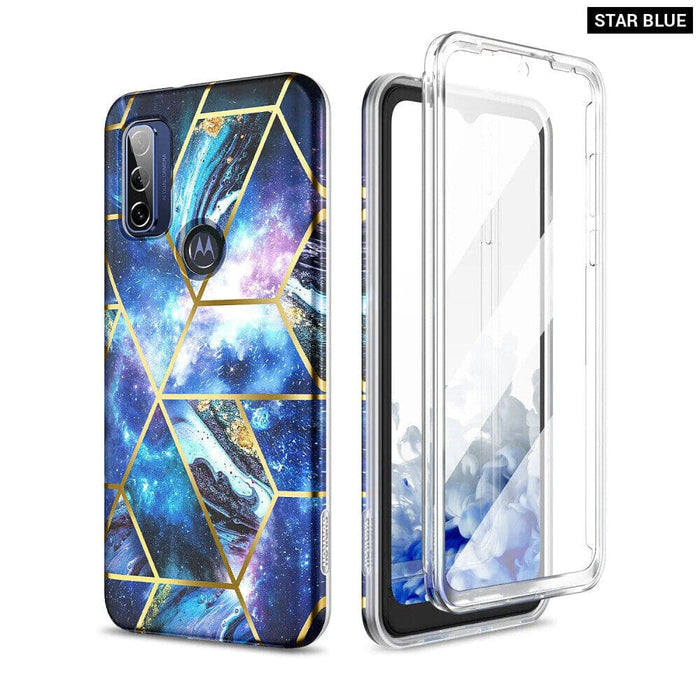 Shockproof Marble Phone Case For Motorola g Pure Full Body