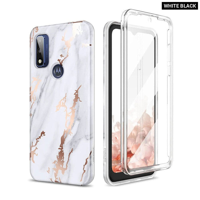 Shockproof Marble Phone Case For Motorola g Pure Full Body