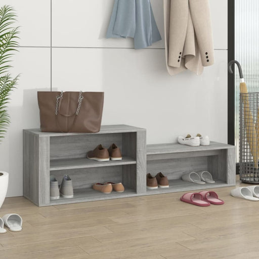 Shoe Cabinet Grey Sonoma 150x35x45 Cm Engineered Wood Nolkon