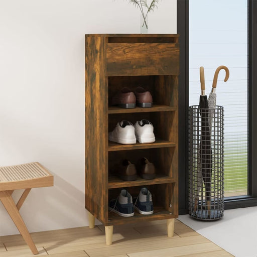 Shoe Cabinet Smoked Oak 40x36x105 Cm Engineered Wood Nokiii