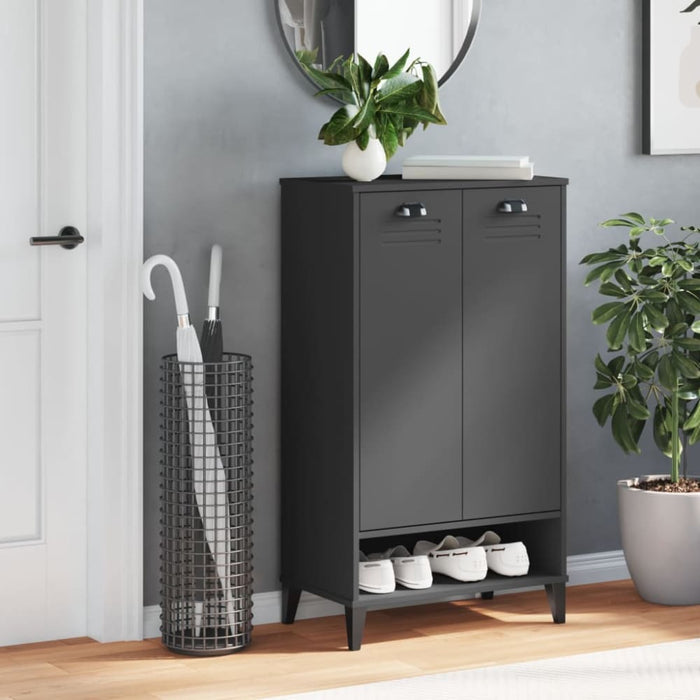 Shoe Cabinet Viken Anthracite Grey Solid Wood Pine Tiakxp