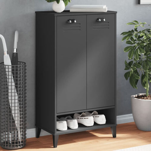 Shoe Cabinet Viken Anthracite Grey Solid Wood Pine Tiakxp