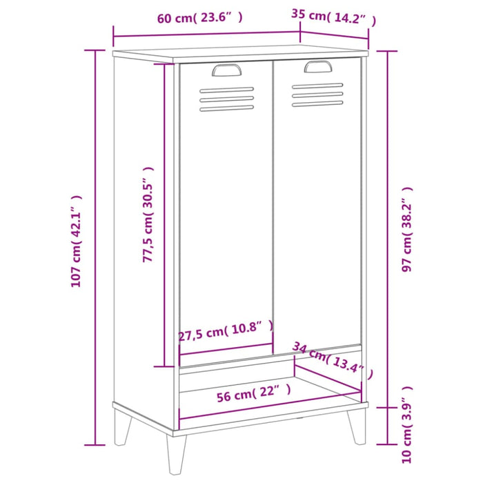 Shoe Cabinet Viken Anthracite Grey Solid Wood Pine Tiakxp