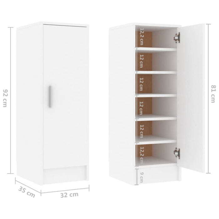 Shoe Cabinet White 32x35x92 Cm Chipboard Nbnkix