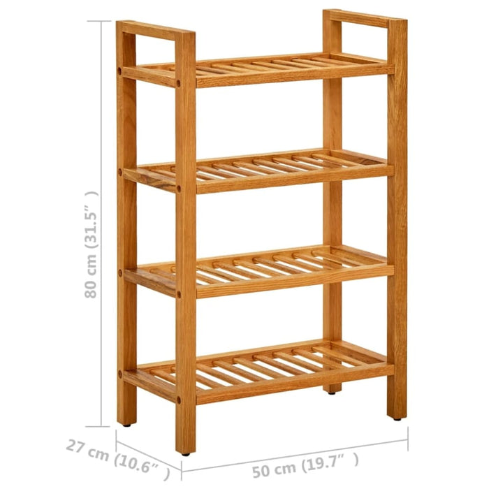 Shoe Rack With 4 Shelves 50x27x80 Cm Solid Oak Wood Ttoial