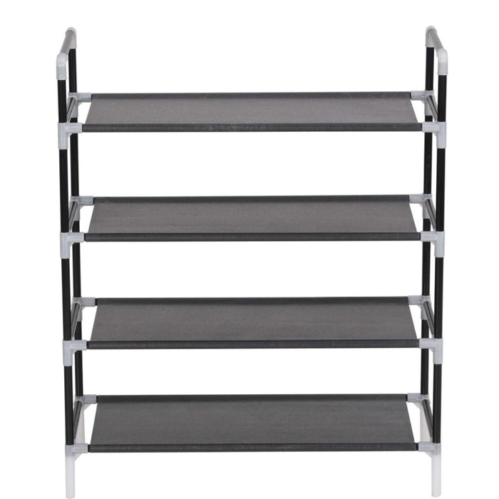 Shoe Rack With 4 Shelves Metal And Non-woven Fabric Black