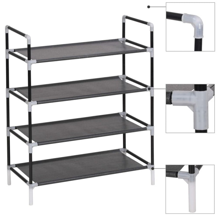 Shoe Rack With 4 Shelves Metal And Non-woven Fabric Black