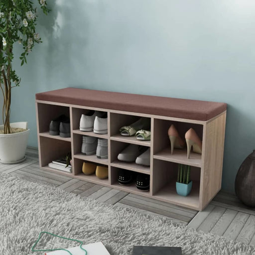 Shoe Storage Bench 10 Compartments Oak Colour Xaxppp