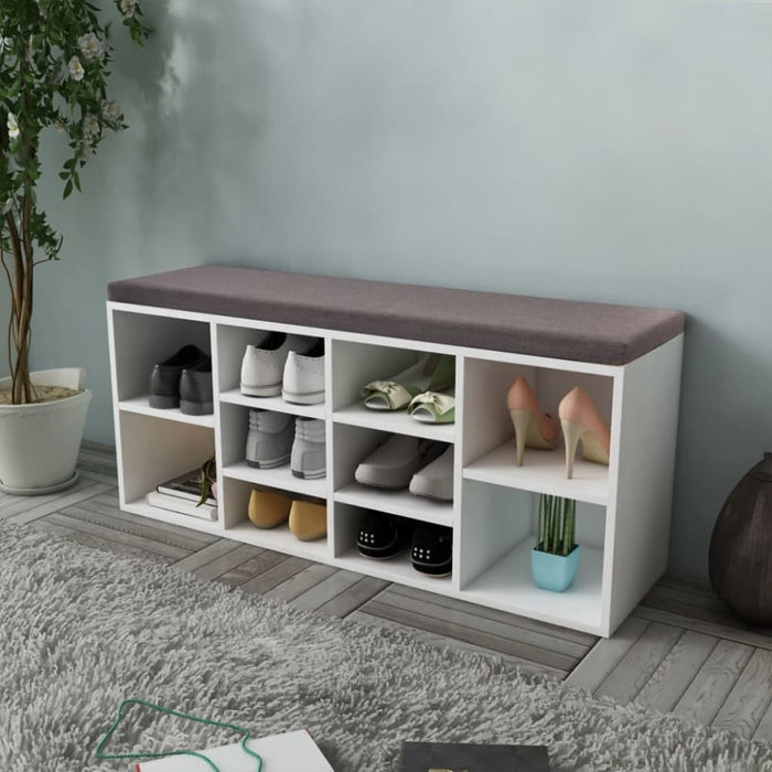 Shoe Storage Bench 10 Compartments White Xaxppa