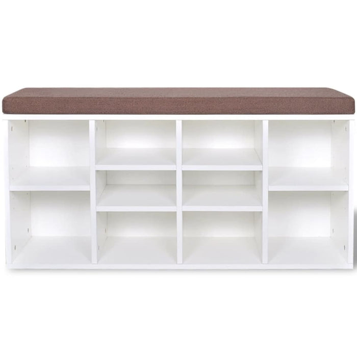 Shoe Storage Bench 10 Compartments White Xaxppa