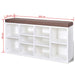 Shoe Storage Bench 10 Compartments White Xaxppa