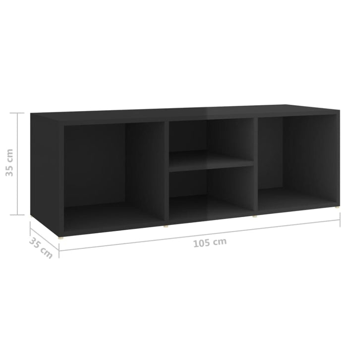 Shoe Storage Bench Glossy Look Black 105x35x35 Cm Chipboard