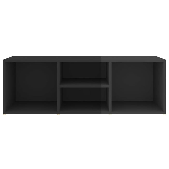 Shoe Storage Bench Glossy Look Black 105x35x35 Cm Chipboard