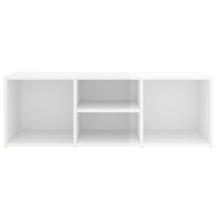 Shoe Storage Bench Glossy Look White 105x35x35 Cm Chipboard