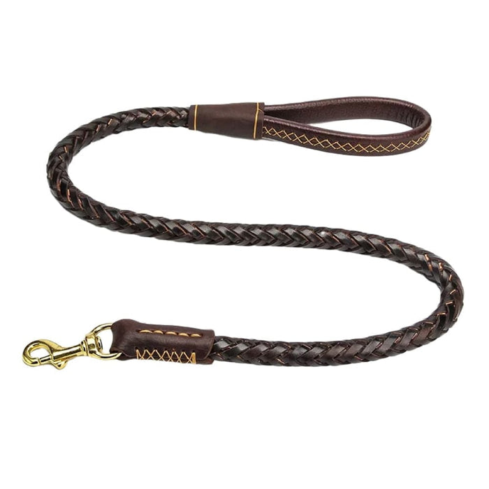 Short Real Leather Dog Leash