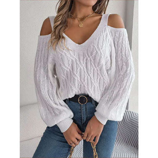 Off Shoulder Lantern Sleeve Sweater for Women