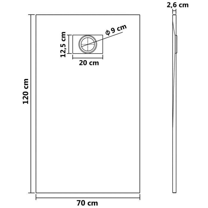 Shower Base Tray Smc Black 120x70 Cm Oaaint