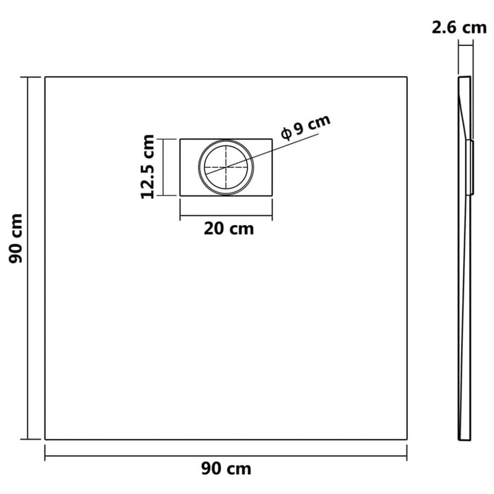 Shower Base Tray Smc Grey 90x90 Cm Oanktt