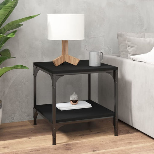 Side Table Black 40x40x40 Cm Engineered Wood Noktii