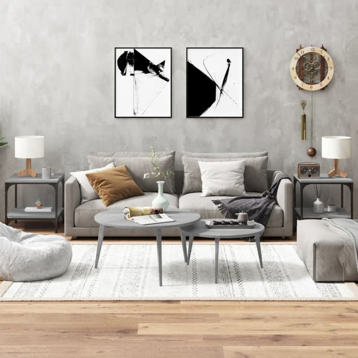 Side Tables 2 Pcs Grey Sonoma 40x40x40 Cm Engineered Wood