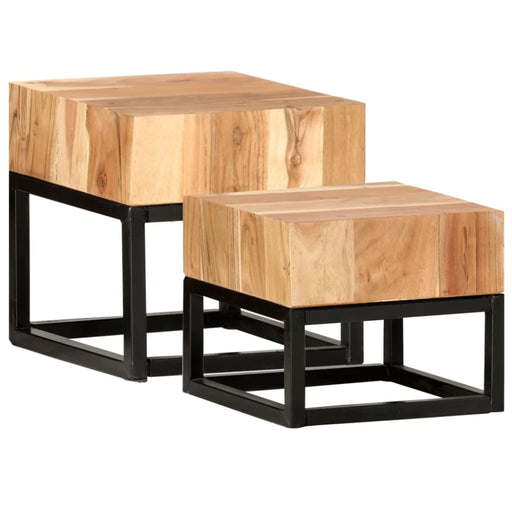 Side Tables 2 Pcs Solid Acacia Wood Xnitpo