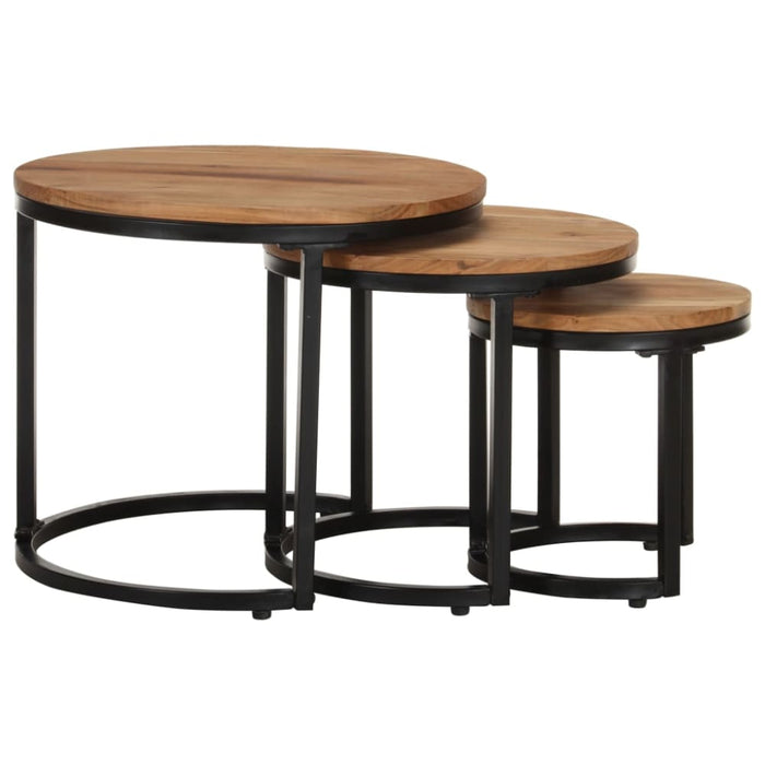 Side Tables 3 Pcs Solid Acacia Wood Txblni