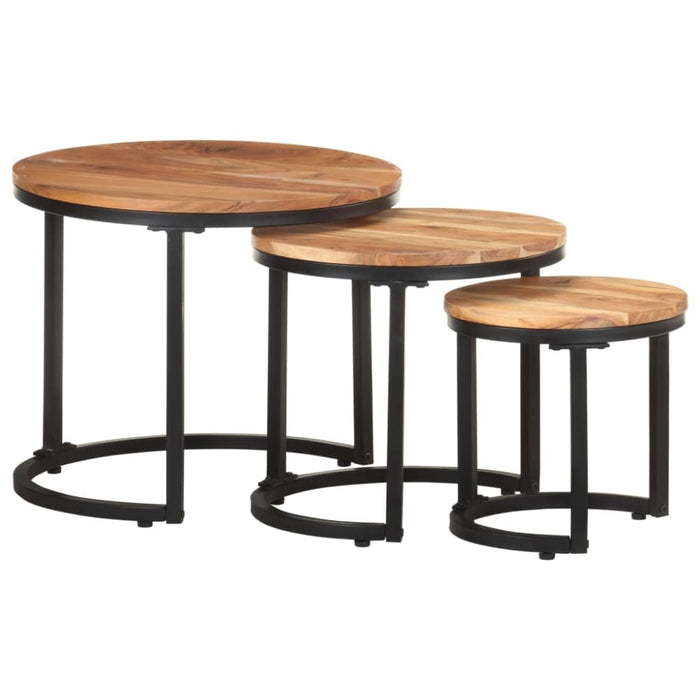 Side Tables 3 Pcs Solid Acacia Wood Txblni