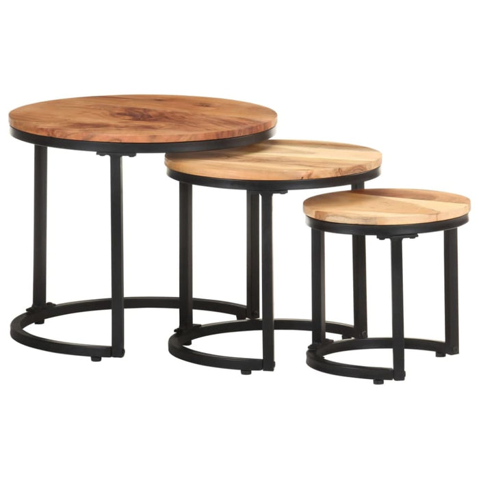 Side Tables 3 Pcs Solid Acacia Wood Txblni