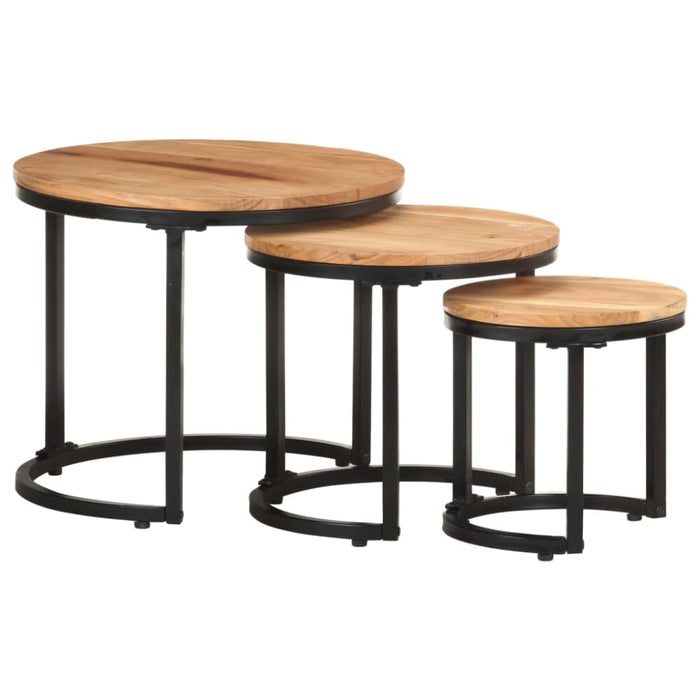 Side Tables 3 Pcs Solid Acacia Wood Txblni