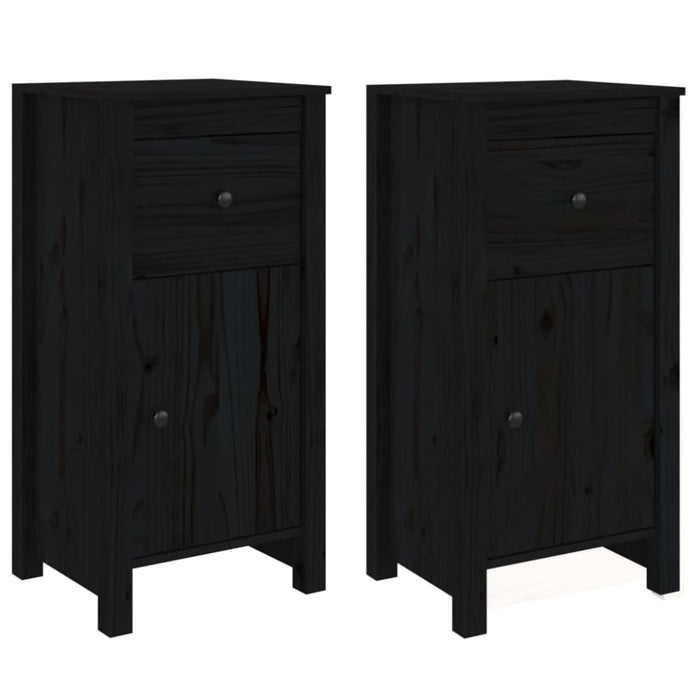 Sideboards 2 Pcs Black 40x35x80 Cm Solid Wood Pine Notilt