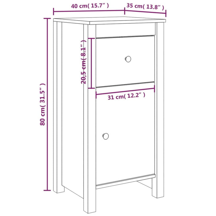 Sideboards 2 Pcs Black 40x35x80 Cm Solid Wood Pine Notilt