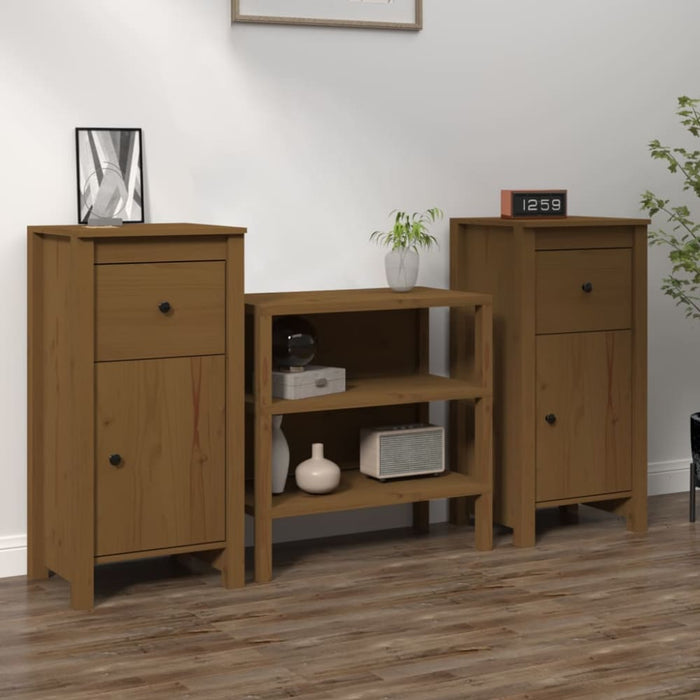 Sideboards 2 Pcs Honey Brown 40x35x80 Cm Solid Wood Pine