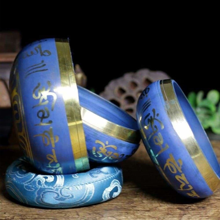 Silent Mind Tibetan Singing Bowl Set Blue Colour Design