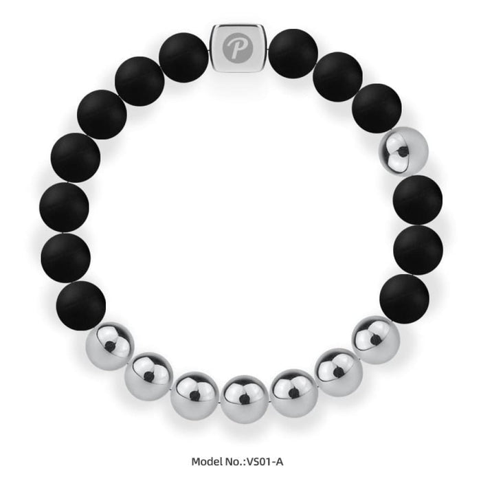 Silicone 316 Steel Silver Anions Black Elastic Bracelets