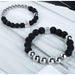 Silicone 316 Steel Silver Anions Black Elastic Bracelets