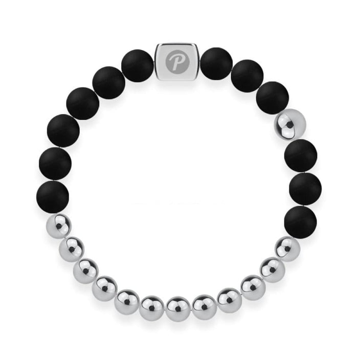 Silicone 316 Steel Silver Anions Black Elastic Bracelets