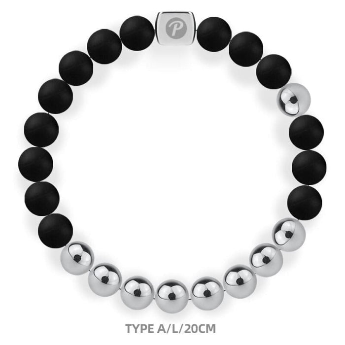 Silicone 316 Steel Silver Anions Black Elastic Bracelets