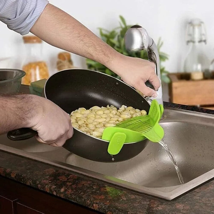 Silicone Anti Spill Pan Pot Strainer For Pasta Fruit