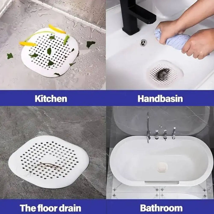 Silicone Square Shower Drain Cover Prevents Clogs Strainer