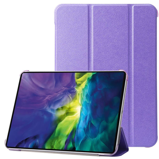 Silk Texture Three Fold Horizontal Flip Leather Tablet Case